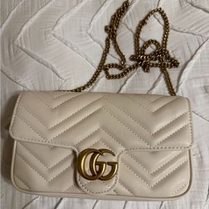 White/cream Marmont bag, brass gold tone hardware, new. Designer inspired.